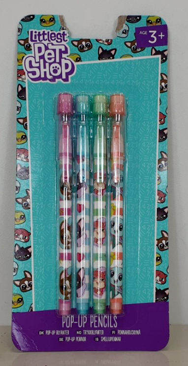 14 PACKS OF 4 LITTLEST PET SHOP POP UP PENCILS
