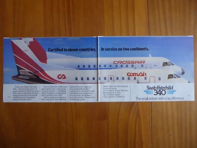 9/1984 PUB FLUGZEUG SAAB FAIRCHILD 340 FLUGZEUG CROSSAIR COMAIR ORIGINAL ANZEIGE