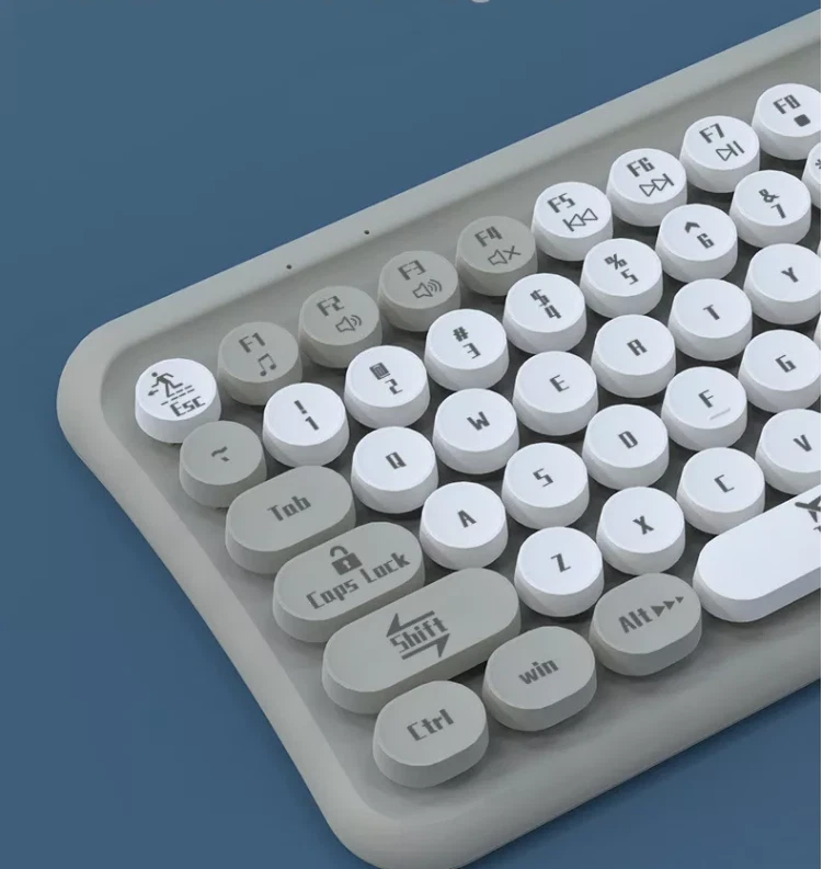 Mini 2.4G Wireless Retro Keyboard and Mouse Combo Round Keys Computer Laptop Mac - Image 4 of 4