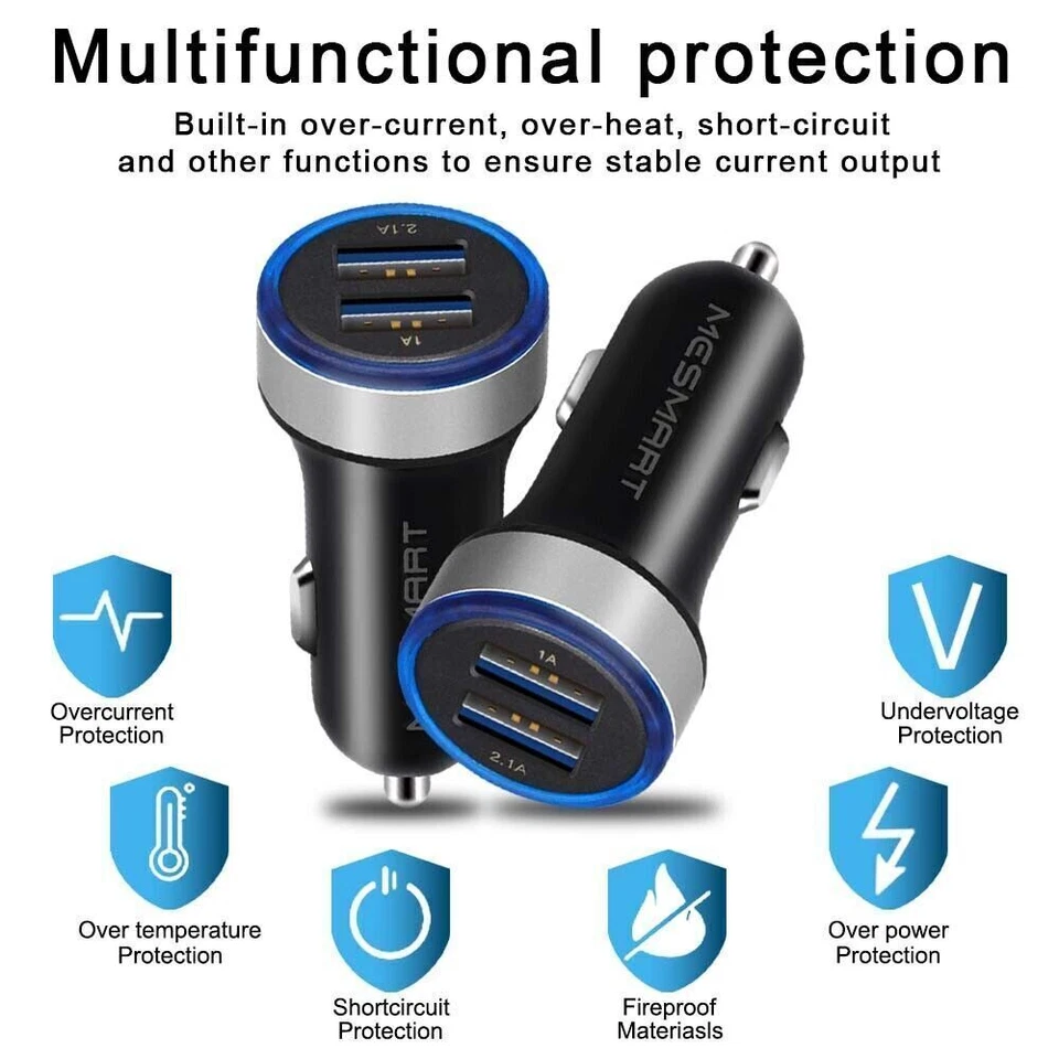 Lote Adaptador Encendedor Cargador Cigarrillo Coche USB+Tipo-C/Doble Puerto 3.1A/2 USB QC3.0 Foto 4 de 4