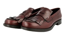 LUXURY PRADA KILTIE PENNY LOAFER DRESS SHOES 2DE098 BROWN US 10 EU 43 43,5