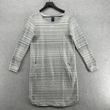 Gap Dress Womens Size Small Gray Striped Long Sleeve Knit Shift Sweater