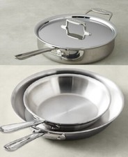 All-Clad d5 Brushed 3-Qt Sauté Pan 3-qt Sauce Pan with 8" & 10" Fry Pan Set.