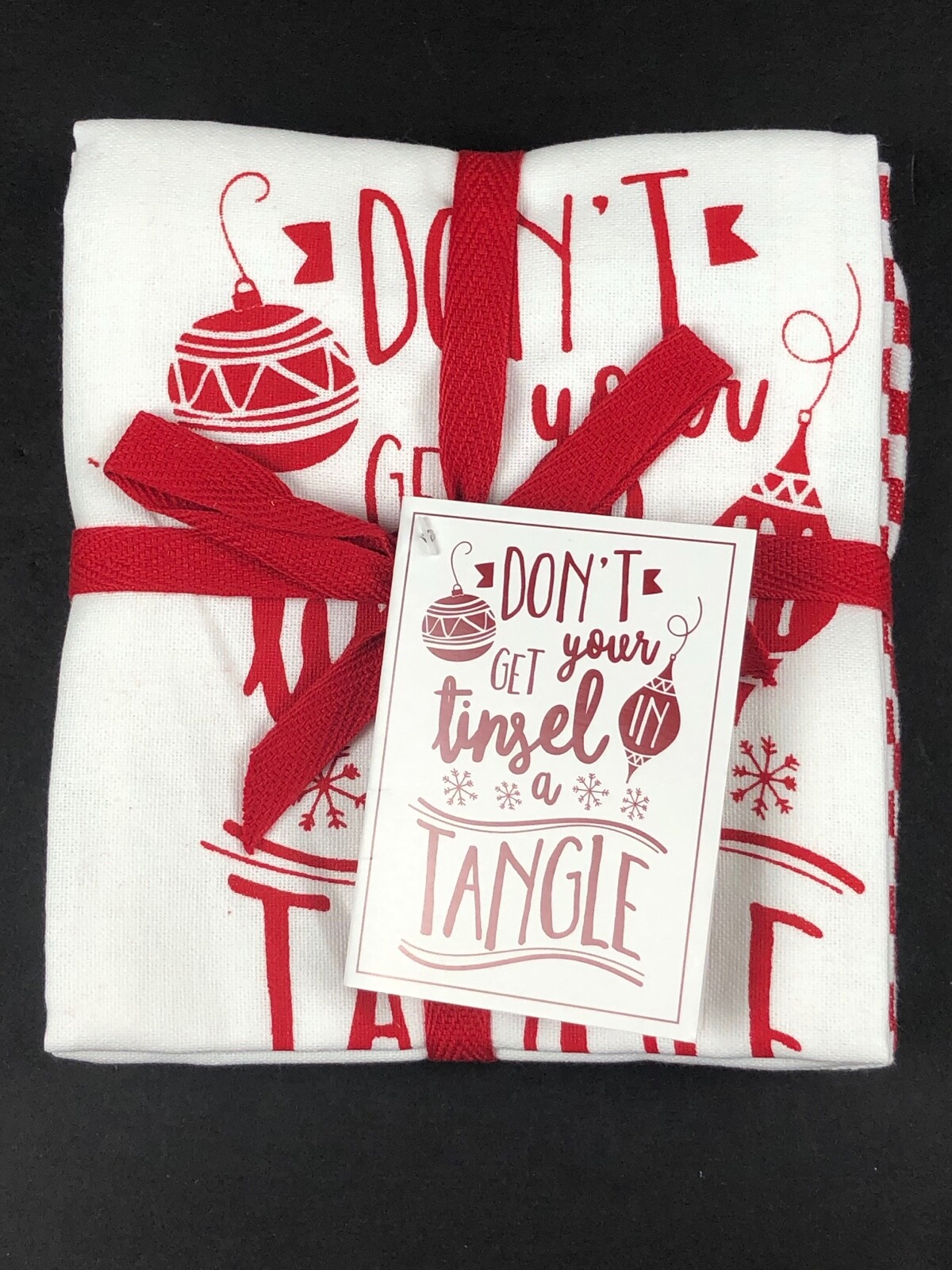 Design Imports Tinsel in a Tangle Christmas Holiday Kitchen Dishtowel Set of 2
