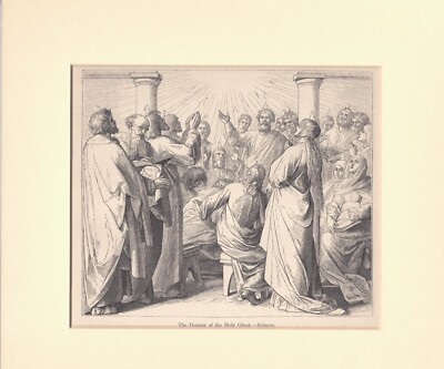Die Herabkunft des Heiligen Geistes - antiker Bibeldruck um 1880 von Schnorr