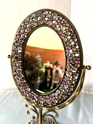 Vintage Compact Mirrors with Purple and Silver Rhinestone Mosaic design. Compact Mirror Gemstone - Etsy main image 4