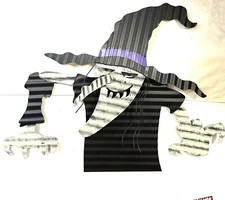 Witch Porch Sitter In/Out Corrugated Metal Decor 19x21”Sunset Vista Glow In Dark