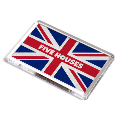 KÜHLSCHRANKMAGNET - Fünf Häuser - Union Jack Flagge