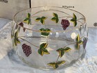 VINTAGE Beautiful 9” Romanian Handpainted Crystal Bowl~22kt Accent FRUIT DESIGN