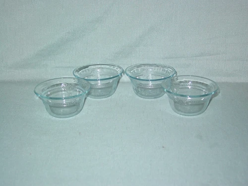 Vintage Fire King Oven Glass Sapphire Blue Philbe Flair Custard Cups Lot of 4