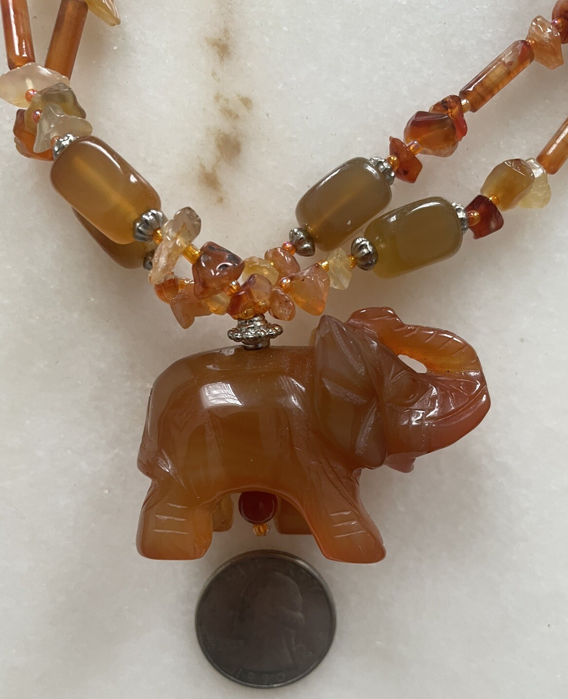 Double Strand Elephant Dangle Choker Necklace - image 5