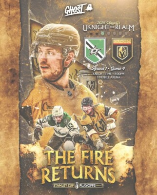   Vegas Golden Knights vs Dallas Stars 4/29/24 R1 G3 Poster Program - Eichel