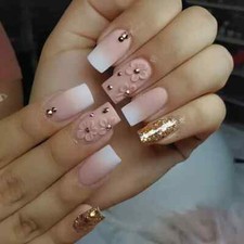  24pcs Elegant Press-On Nails Set 24pcs Elegant Pink Square Press-On Nails Set