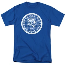 Tennessee State University Adult T-Shirt Plaid Badge, Royal Blue, S-5XL