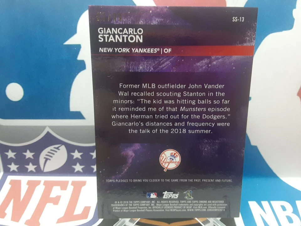 ⚾️2018 Topps Chrome Superstar Sensations Green 97/99 Giancarlo Stanton #SS-13 - Image 3 of 3