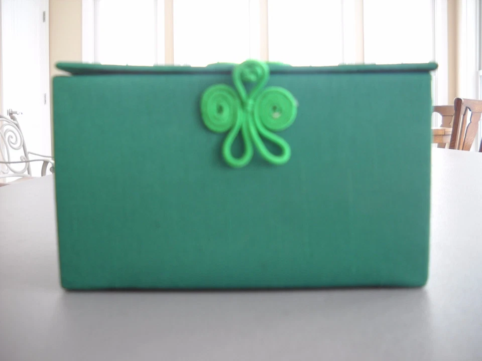 Recipe Card File Box 3x5 Green Jewelry Keepsake Trinket Storage Basket EMPTY - Image 4 of 4