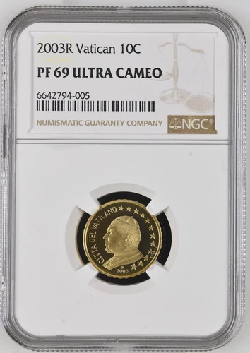 VATICAN coin 10 Euro Cent 2003 NGC PF 69 Ultra Cameo