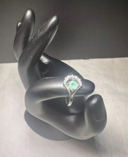 Solid 925 Silver Authentic Colombian Emerald Gemstone Handmade Ring Women Sz 8