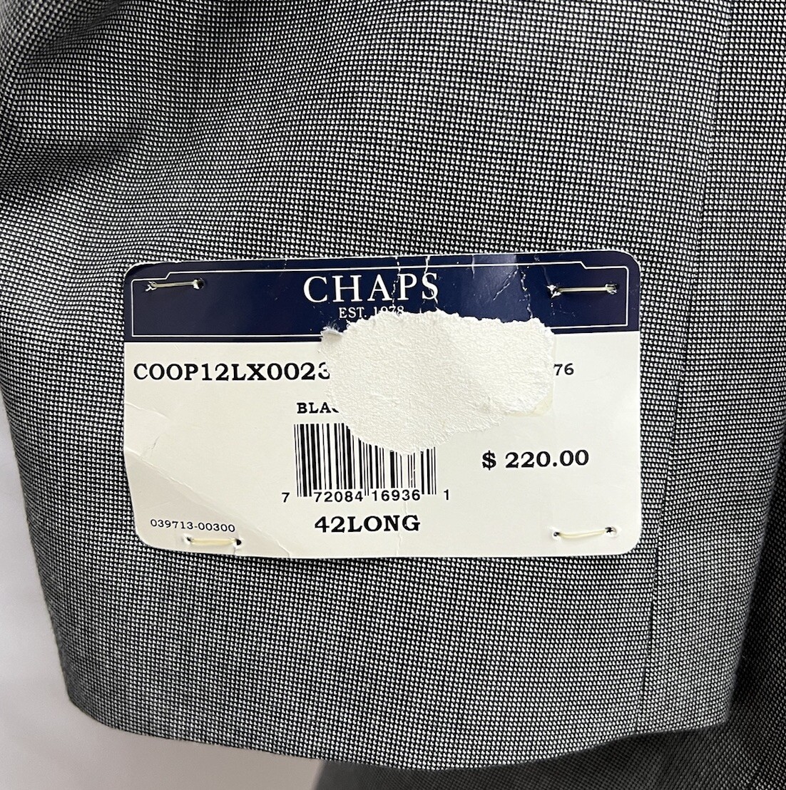 NWT $220 CHAPS Men's 42L Gray 2-Button Single Vented Blazer Jacket