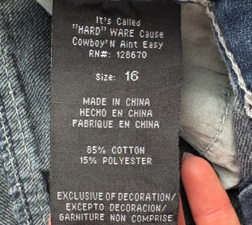 Cowboy Hardware Jeans Size 16 Straight Leg Junior Boys Inseam 30