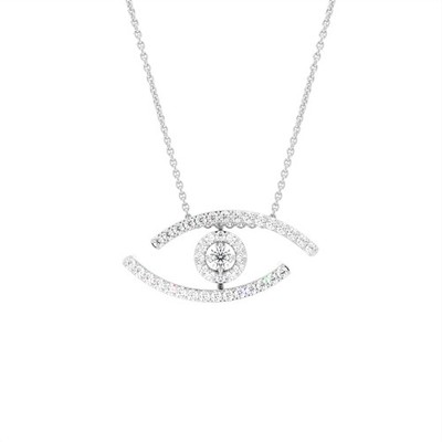 14K Rotgold Lab Grown Diamant Rund Auge Anhänger, Exquisite Abendmode
