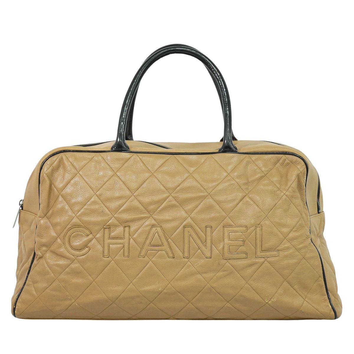 Chanel Caviar Leather Matelasse Boston Bag in Pink Beige