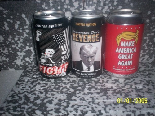 3 EMPTY BOTTOM OPEN TRUMP CRAFT beer cans pull tab