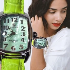 Pastorelli Watch Women 29mm Silver Tone Green MOP Dial Leather Band New 🔋, NWOT