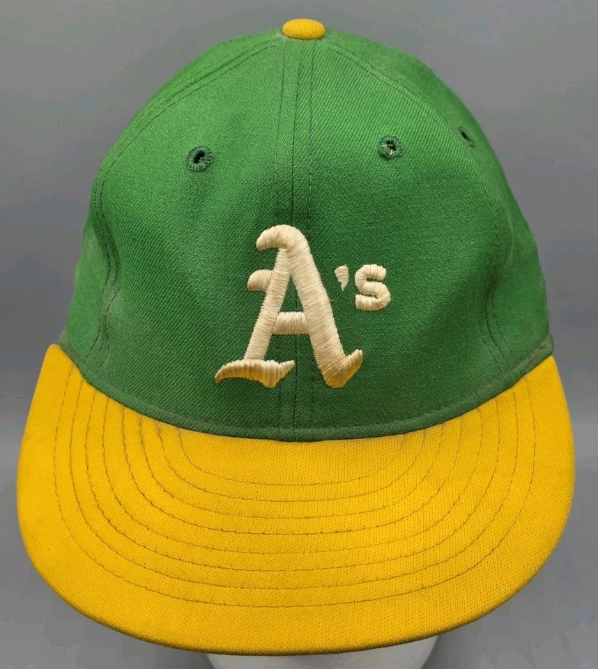 Auténtico Equipo Emitido MLB Oakland A's Blue Moon Odom New Era Juego Usado Sombrero Foto 2 de 4