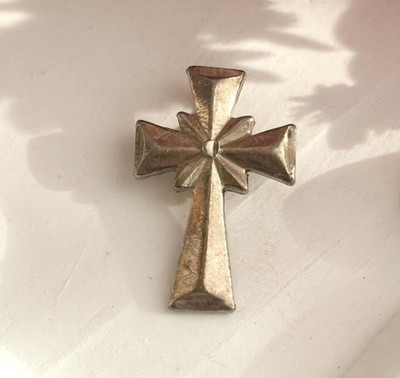 Brutalist Style Cross Sterling Silver 925 Vintage Statement Pendant | Charm