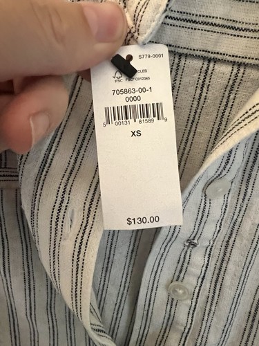 Abito camicia donna XS misto lino righe midi bottoni Banana Republic nuovo - Foto 7 di 7