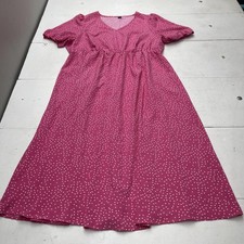 SheIn Dress Womens 3XL Pink Polka Dot V Neck Puff Sleeve Midi Fit & Flare