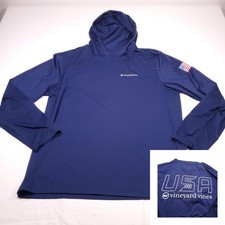 Vineyard Vines Hoodie Men  s L Navy Flag USA Patriotic LS Whale Stars and Stripes
