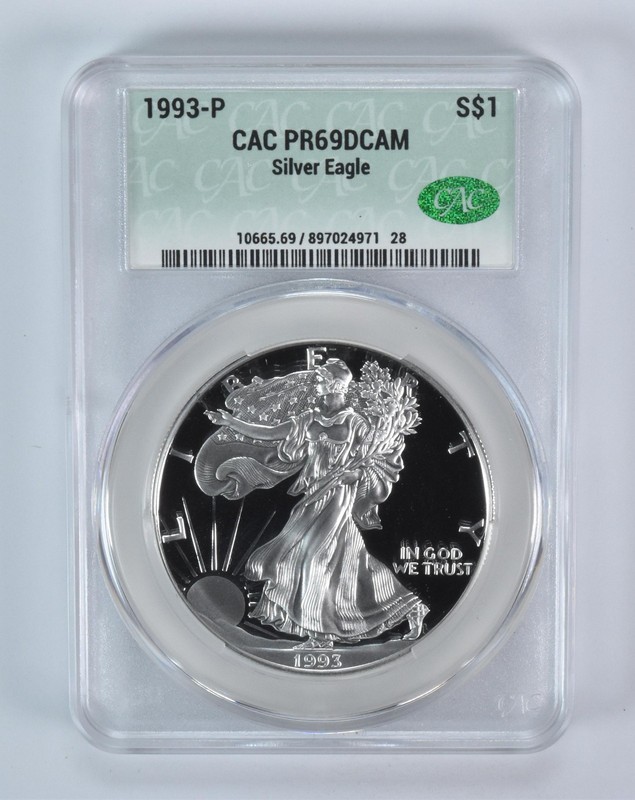 1993-P American Silver Eagle PR69 DCAM CAC CACg *9994