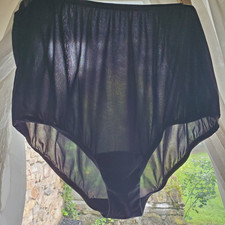 Vanity Fair Vintage Nylon Brief Black Illusions Granny Panty Size 7 Large