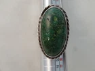 Vintage Native American rare Green Turquoise sterling silver ring -size 7.5