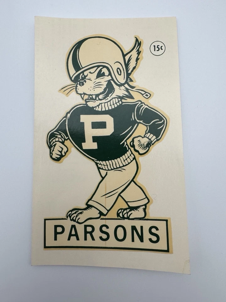 Casco de fútbol americano Parsons College Wildcats suéter calcomanía transferencia ~ Fairfield Iowa Foto 2 de 4