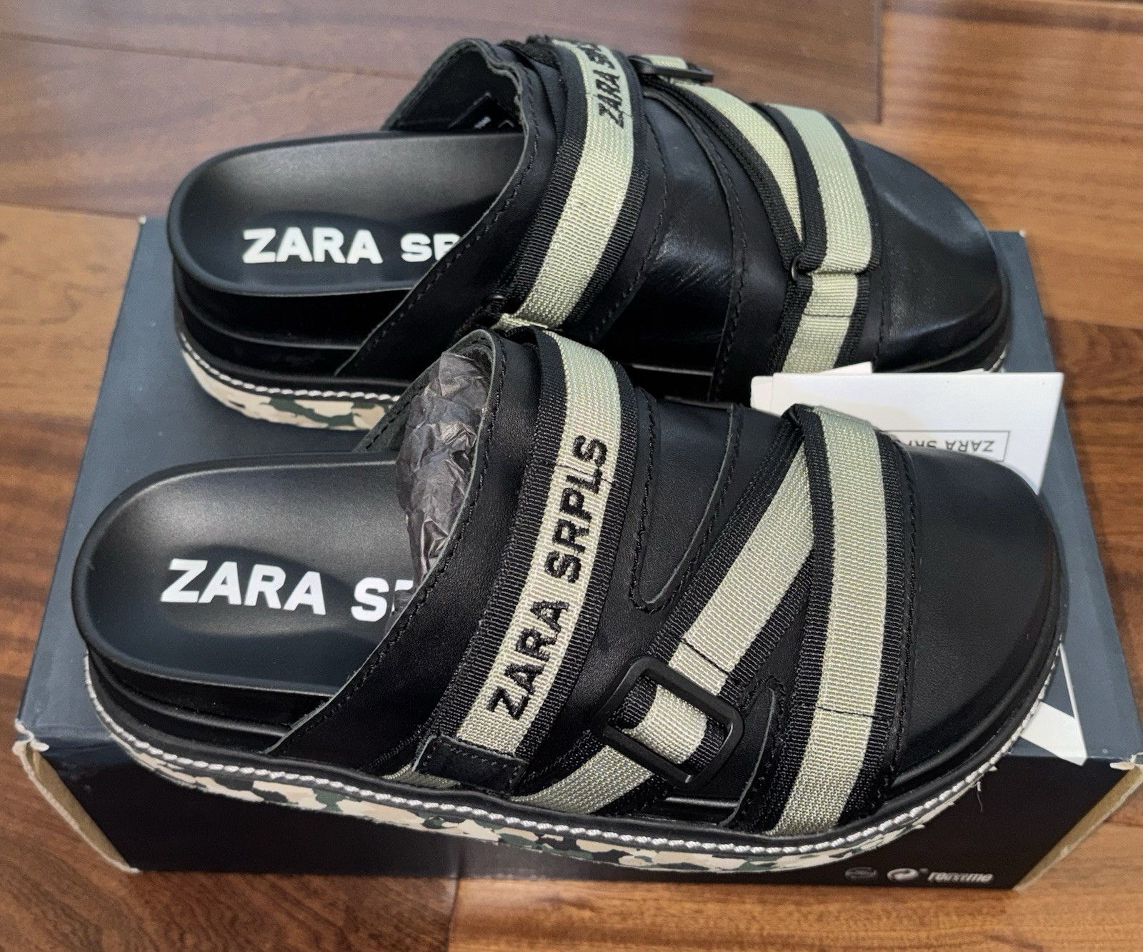 ZARA SRPLS WOMEN LEATHER MULE CLOGS BLACK LEATHER SZ 8 NEW image 3