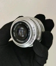 Soviet lens Industar 50 red "P" 50mm f3,5 big mirror Silver lens  M39 Leica