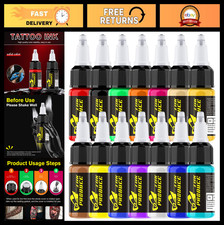 14 Color Tattoo Ink Set - 1/2 oz Professional Pigments for Outlining Shading,