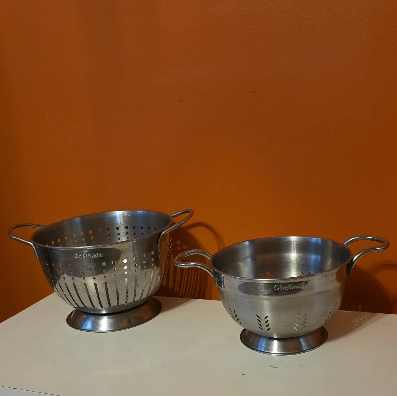 Chefmate Stainless Steel Colander Set, 2pc medium w/ Handles Silver India