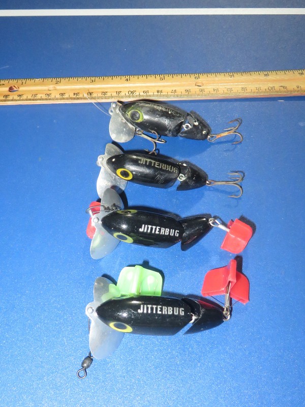 Lot of 4 Arbogast Jointed Jitterbug TOPWATER Lures BLACK - Image 4