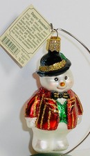 2007 DAPPER SNOWMAN - OLD WORLD CHRISTMAS - BLOWN GLASS ORNAMENT NEW W/TAG 24082