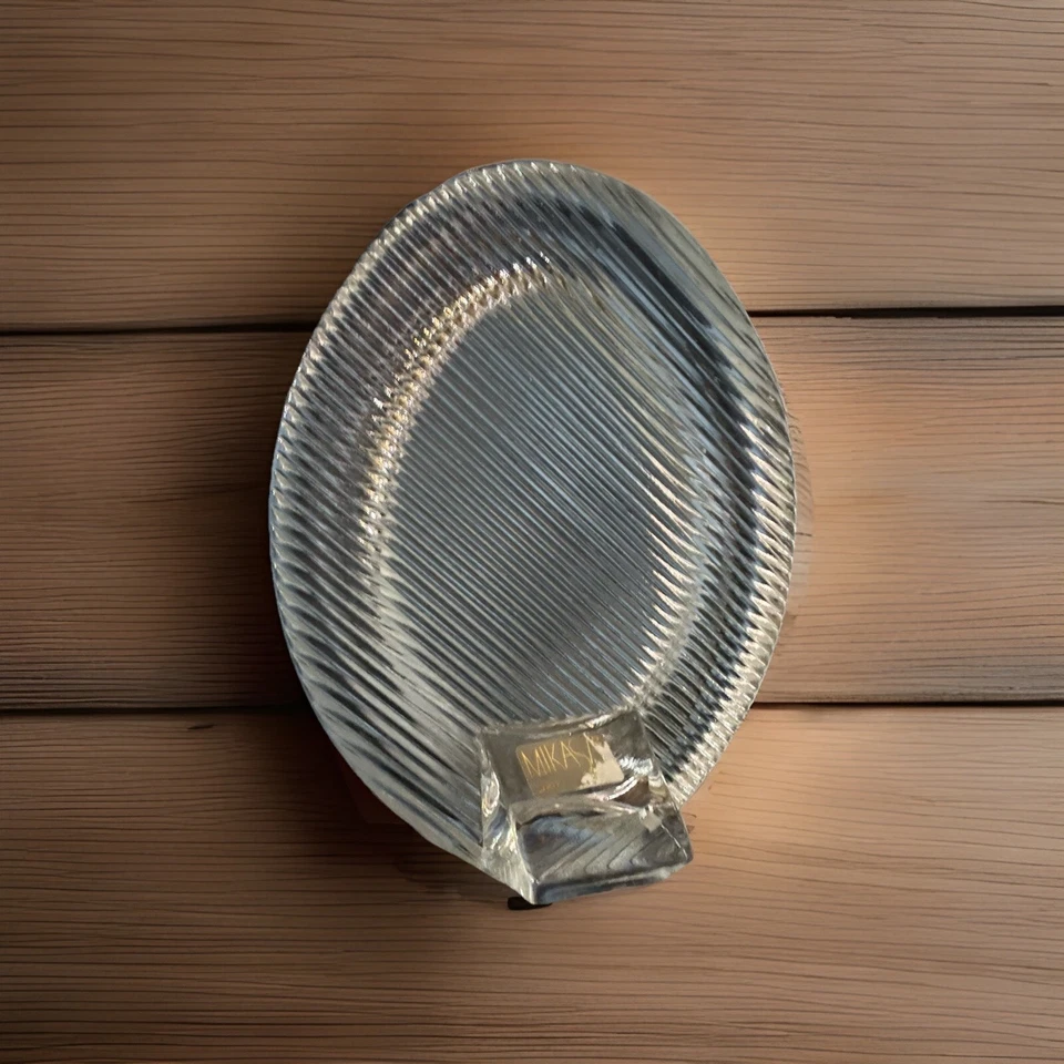 Marco de fotos vintage Mikasa pequeño ovalado cristal transparente independiente 4,5" x 3" Foto 2 de 4