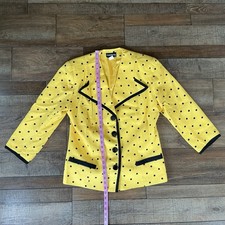 VTG Chad Stevens Yellow Polka Dot Blazer Women s 14 USA Made Retro Jacket #10A5