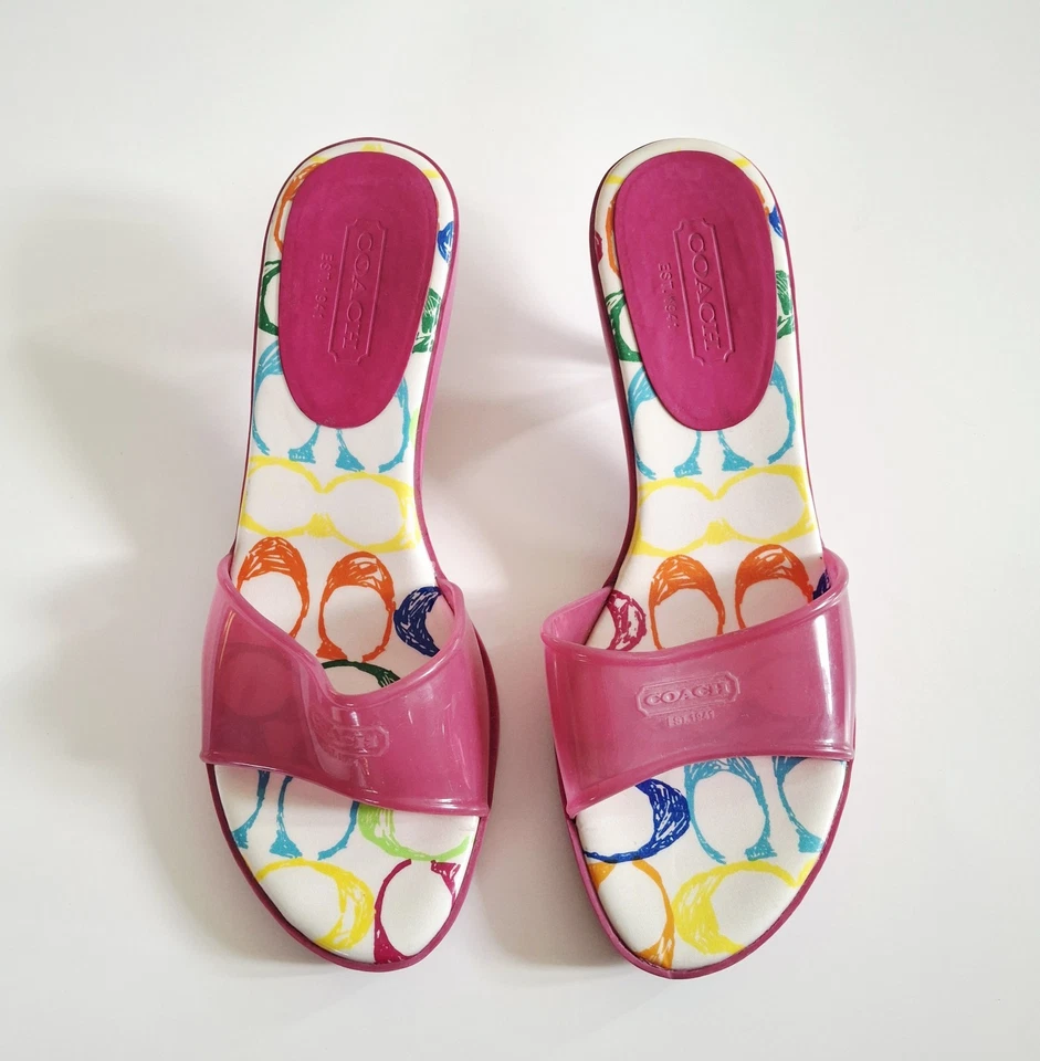 Y2K Vintage Coach Pink Jelly Kitten Heels Size 8 - Image 3 of 4