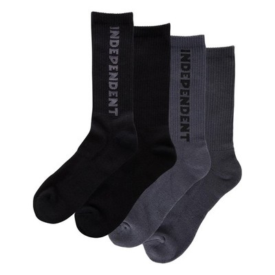 Independent Trucks BASELINE CREW 2 PACK Skateboard Socks 1 BLACK AND 1 CHARCOAL