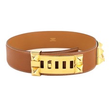 HERMES Collier de Chien Medor Belt Couchevel Epsom Gold 65 Women's 90304201
