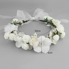 Women Flower Crown Adjustable Bride Flower Crown Wedding Floral Headband H