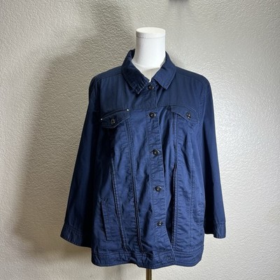 DB Established 1962 Navy Blue Rhinestone Studded Pocket Button Down Jacket 1X